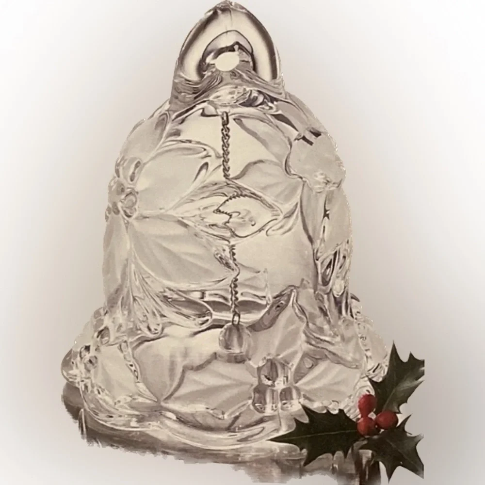 Vintage Mikasa festive poinsettia fine frosted and clear crystal bell German